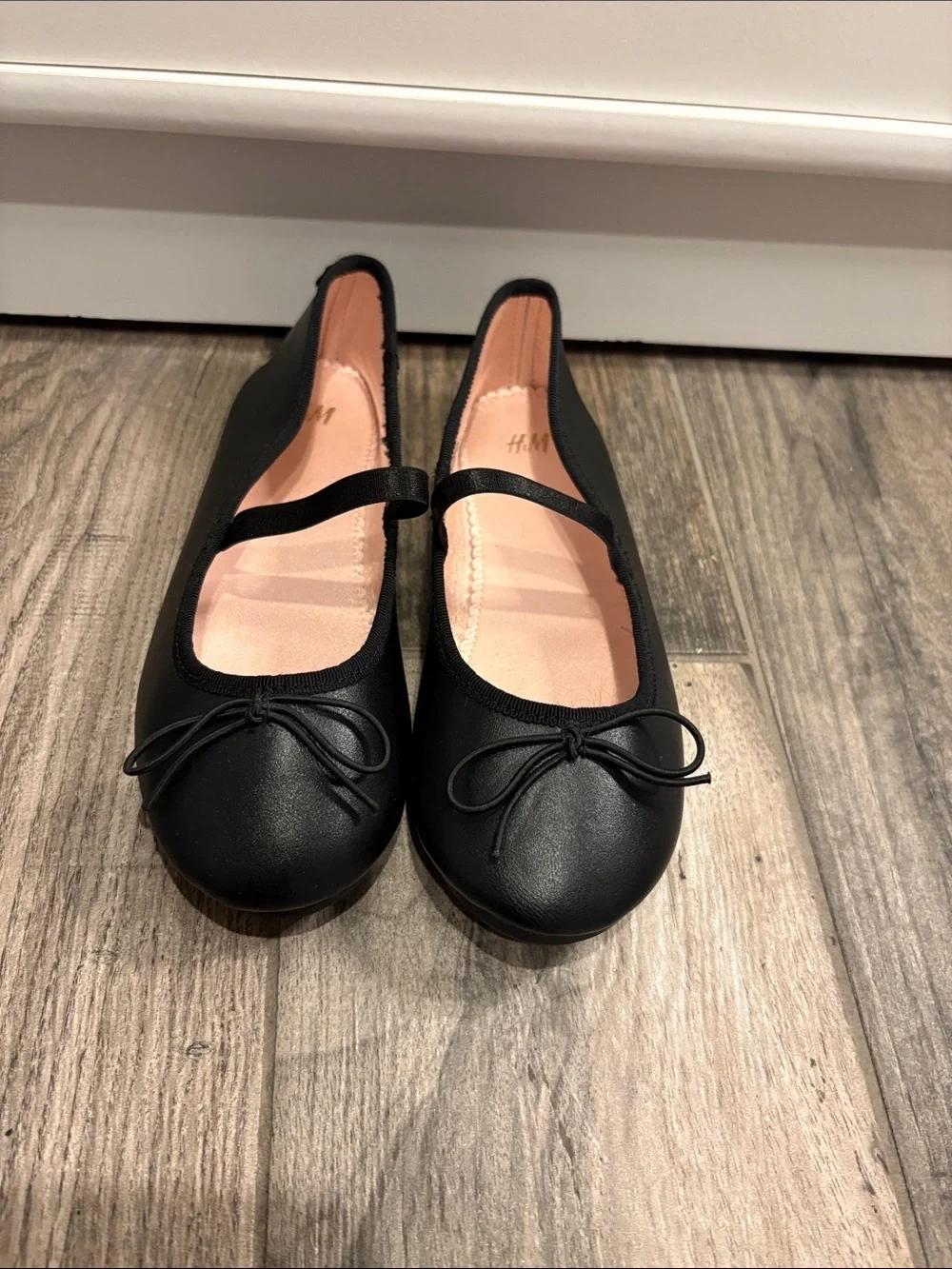 H&M Black Mary Jane Ballet Flats with Pink Lining